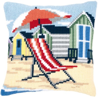 Vervaco - Kruissteekkussen kit - Op het strand - PN-0145641 - Borduren - Borduurpakket - Borduurpakket volwassenen - Borduurpakket kind