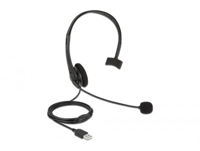 DeLOCK 27177 hoofdtelefoon/headset Bedraad Hoofdband USB Type-A Zwart