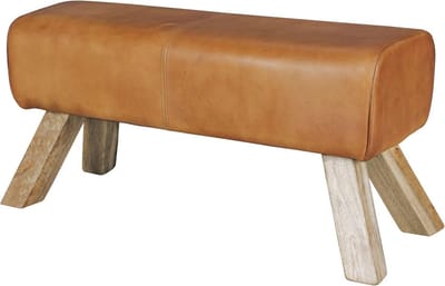 Design Turnbok Leder Bruin 90x30 cm - Stijlvolle Voetenbank en Kruk