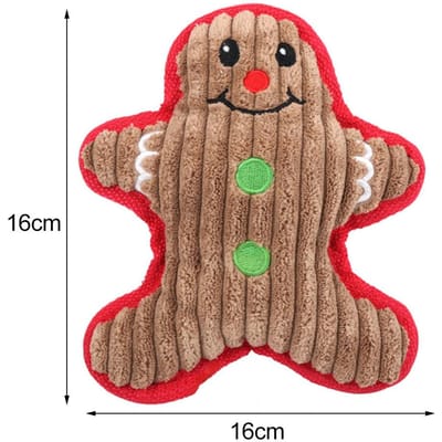 Peluche Chien Jouets Squeaky Noël Jouets de Dentition à Mâcher Jouets Chien Dessin Animé Mignons beige