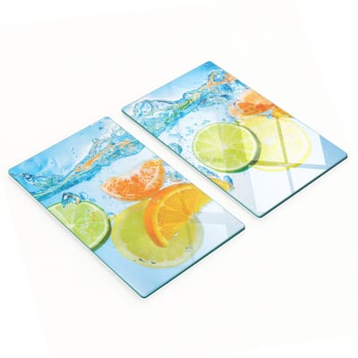 Glazen snijplanken met citrusspatmotief, 2x30x52 cm