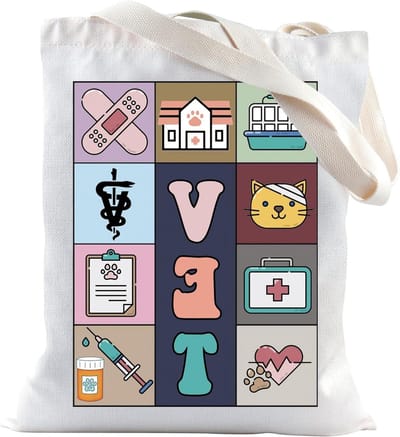 Dierenarts Tas - Draagtas Cadeau - Boodschappen Doen - Canvas Materiaal - 8 x 5 x 1 cm - Niet gespecificeerd