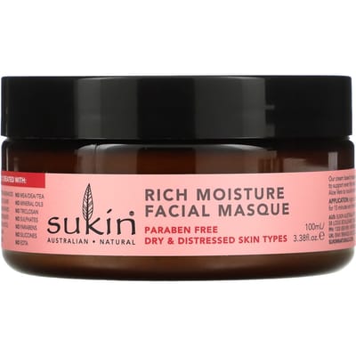 Sukin, Voedend Hydraterend Gezichtsmasker, Rozenbottel, 100 ml (100 ml) pink