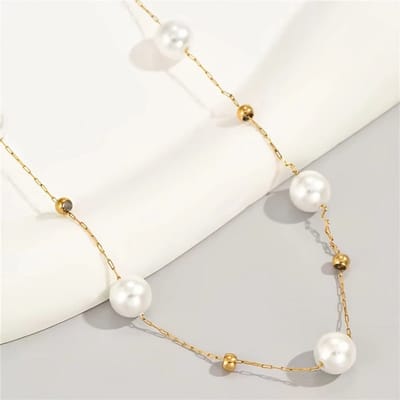 Livano Ketting - Dames - Staal - Nep zilver - Met Hanger - Nep Goud/Wit