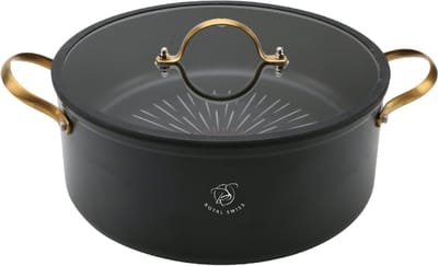 Royal Swiss® Braadpan / Kookpan 24cm Zwart – Met Siliconen Deksel – Marmer Anti-aanbaklaag – Geschikt voor Inductie – Luxe & Duurzaam