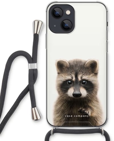Case Company® - Hoesje met koord geschikt voor iPhone 13 hoesje met Koord - Rocco - Telefoonhoesje met Zwart Koord - Bescherming aan alle Kanten en Over de Schermrand