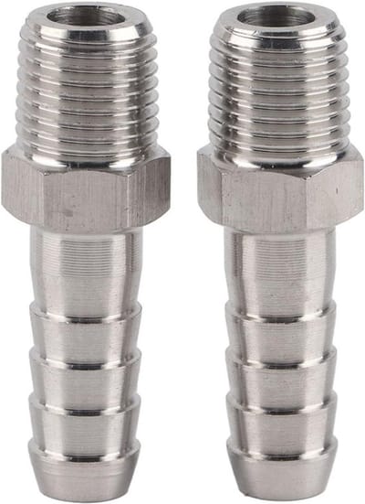 SnelShoppen - 2 stuks 1/4 inch slang snelkoppeling roestvrij staal lucht slang verbinding mannelijke BSPT schroefverbinder met koppeling (BSPT 1/4-10m