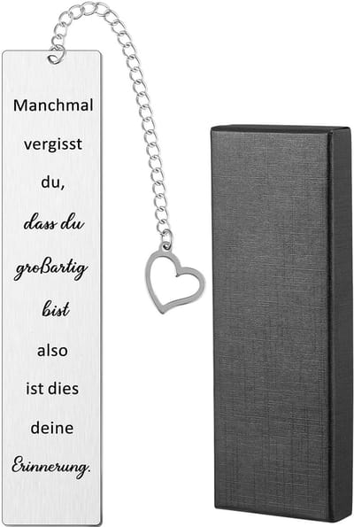 Dailygoods- Boekenlegger Roestvrij staal - Inspirerende Bladwijzer - Cadeau voor Vrouwen - Hartvormige Hanger - Geschenkdoos - Bedankje