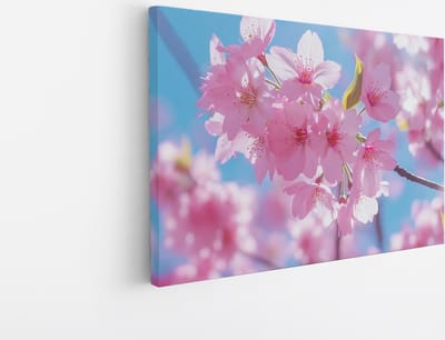 Saammp Canvas Schilderij - Sakura Bloesem Lente - Natuur - Abstract - 45x30 - Foto op canvas - Wanddecoratie - Muurdecoratie Woonkamer - Kantoor Decoratie