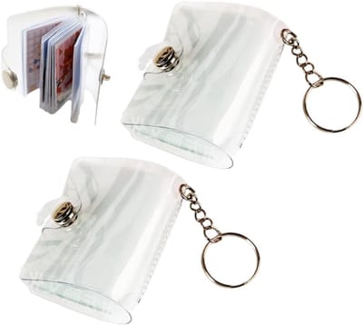 2 Pcs Mini Photo Album - Mini Photo Album Keychain - Mini Small Photo Album met 20 Compartments - 5cm Opslag - Wit