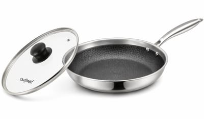 Cheffinger Koekenpan met Deksel - 24cm - Honingraat Antikras - RVS