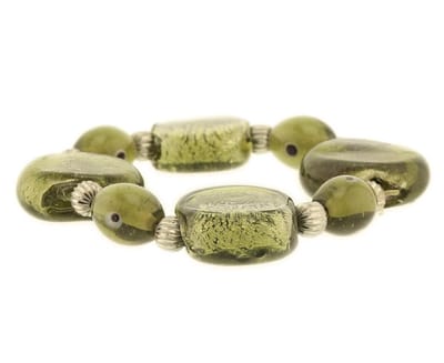 Behave - Kralenarmband olijfgroen - Natuurlijke look - 16 cm