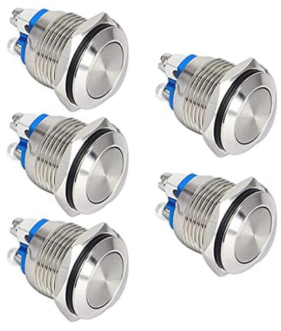 Momentary Waterdichte Drukknop 19mm met Schroefaansluitingen - 5 Stuks