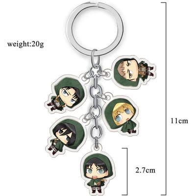 Attack on Titan Anime Acryl Dubbelzijdig Transparant Sleutelhanger Set van 5 Hanger Hangende Accessoires voor Fans Verzameling Duurzaam Cadeau 27mm white