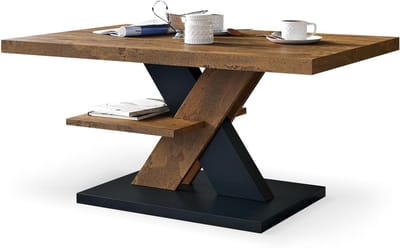 Salontafel met Plank - Koffietafel Bijzettafel - Woonkamer Decoratie - Modern Strak Design - 90x60x45 cm - Zwart Staal