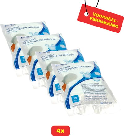 4 x Romed Droge washandjes met zeep 20 stuks - Voordeelverpakking!