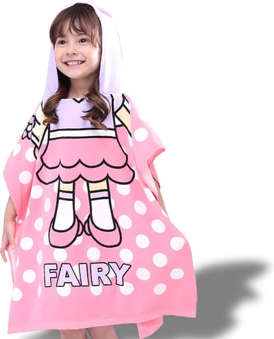BoefieBoef Kinder Badponcho - Baby Badcape - Microfiber Kleuter Omslagdoek Met Capuchon - Kerst Cadeau - Peuter Strandponcho Voor Kinderen tot 6 jaar - 60x90cm - Fee Sprookje Roze - jongens - meisje - Peuter - Zomer - Strandlaken - Surfponcho