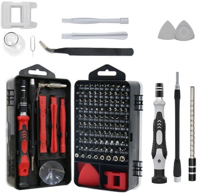 115-in-1 precisieschroevendraaierset (met kleine borstel) - Reparatieset voor mobiele telefoons, smartphones, tablets, laptops en brillen (rood)-Belle's product