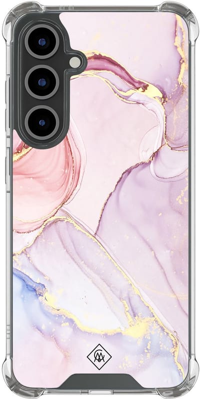 Casimoda® hoesje - Geschikt voor Samsung Galaxy S24 FE - Marmer roze paars - Shockproof case - Extra sterk - TPU/polycarbonaat - Paars, Transparant