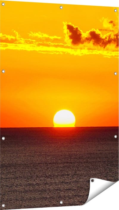 Gards Tuinposter Oranje Zonsondergang in de Oceaan - 80x120 cm - Tuindoek - Tuindecoratie - Wanddecoratie buiten - Tuinschilderij