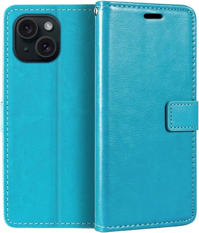 Portemonnee Book Case Hoesje Geschikt voor: iPhone 15 - Turquoise