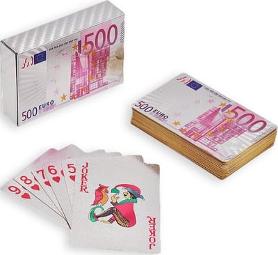 JMShops - 100% Plastic Speelkaarten (500 Euro Biljet) - Waterdichte Professionele Poker Kaarten - Plastic Speelkaarten - Luxe Kaartspellen - Professionele Premium Speelkaarten - Blackjack - PVC Speelkaart Spel