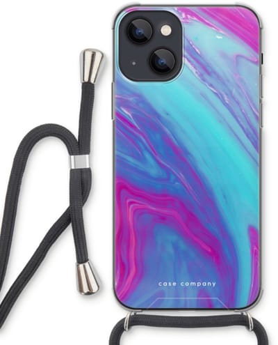 Case Company® - Hoesje met koord geschikt voor iPhone 13 hoesje met Koord - Zweverige regenboog - Telefoonhoesje met Zwart Koord - Bescherming aan alle Kanten en Over de Schermrand