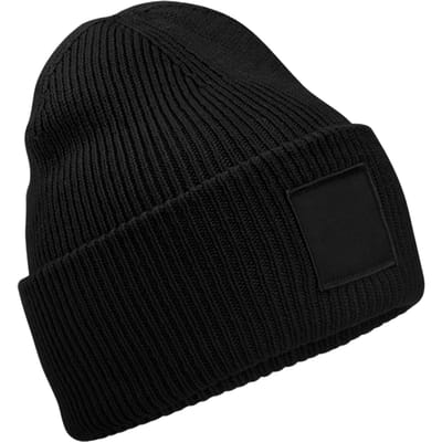 Beechfield Diepe muts met tonale patch voor volwassenen (Zwart)