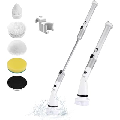 Elektrische spin scrubber draadloze handheld reinigingsborstel met verstelbare verlenghandgreep 4 borstels UK Plug 4000mAh Battery