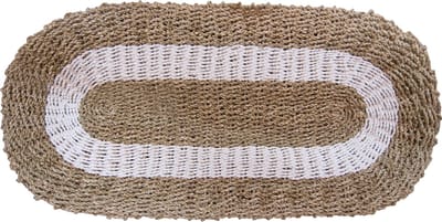 Zeegras Tapijt - Ovaal Vloerkleed - Wit & Bruin - 120cmx60cm