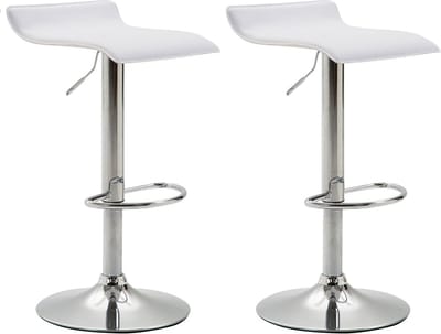 CLP Dyn V2 Set van 2 barkrukken - Kunstleer wit chroom