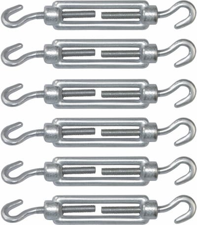 AMIG Spanschroeven/draadspanner met haak/haak - 6x - 7cm - verzinkt staal - 100kg - M5 schroefdraad