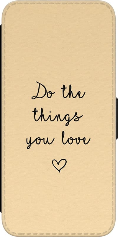 Leuke Telefoonhoesjes - Hoesje geschikt voor Samsung Galaxy A34 bookcase leer - Do the things you love - Do the things you love - Wallet Case met pasjeshouder - Tekst - Geel