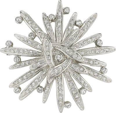 Traveller Broche - Broches Dames - Zilverkleurig - Kristal - Preciosa Crystals - Bloem ø 41 mm - Sneeuwvlok - Geplatineerd -157583