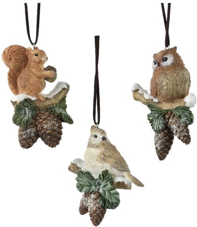 Decoris kersthanger bosdieren polyresin kerstboom 6,5x3,8x11cm decoratie.