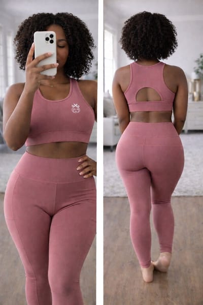 Roze sportlegging en sporttop