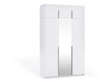 Kledingkast Apollonia I met Spiegel 150 x 250 cm (wit, zwarte handgrepen)
