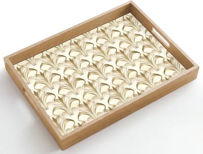 Dienblad hout 50x35 cm - Schootdienblad - Ornament - Barok - Goud - Borrelplank rechthoek - Plateau dienbladen
