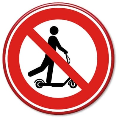 Verkeersbord verboden voor (elektrische) Steps - Weerbestendig Aluminium - Ø60 cm - Bevestiging: Met hekbeugels (voor spijlen- of gaashek)