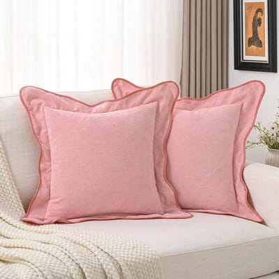 Roze Chenille Sierkussenslopen - Decoratieve Kussenhoezen - Bank en Bed Decoratie - Dubbele Steek Geschulpte Zoom