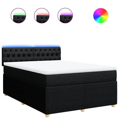 vidaXL - Boxspring - met - matras - stof - zwart - 140x200 - cm