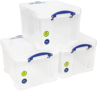 Opbergdozen 3-Pack 35 L - Kleurloos en Transparant