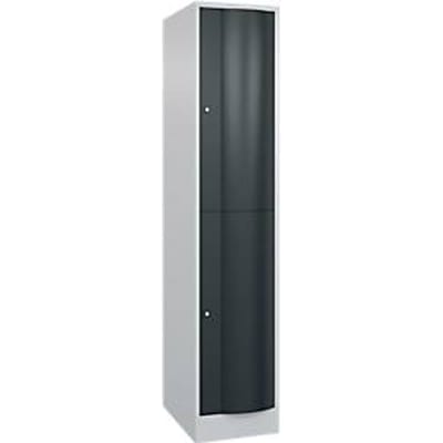 C+P Garderobekast Resisto, 1 vak, 2 vakken, B 396 x D 640 x H 1950 mm, lichtgrijs/antracietgrijs
