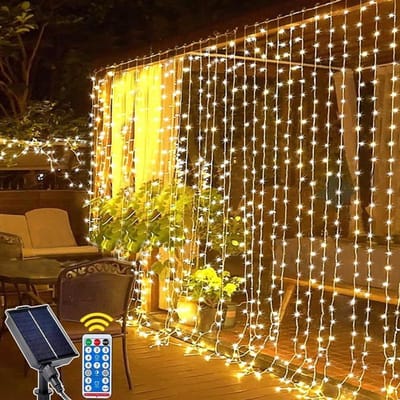 Buitenverlichting, 3m x 3m, 300 LED's, met afstandsbediening, 8 standen, watervaleffect (warm wit licht)