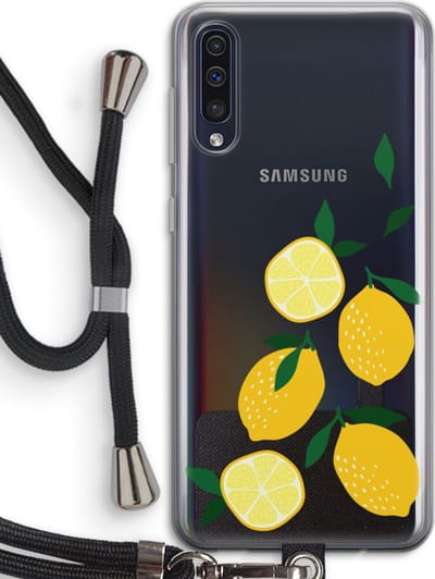 Case Company® - Hoesje met koord geschikt voor Samsung Galaxy A50 hoesje met Koord - You're my lemon - Telefoonhoesje met Zwart Koord - Bescherming aan alle Kanten en Over de Schermrand