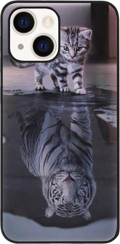 ADEL Siliconen Back Cover Softcase Hoesje Geschikt voor iPhone 14 Plus - Poezen Schaduw Tijger