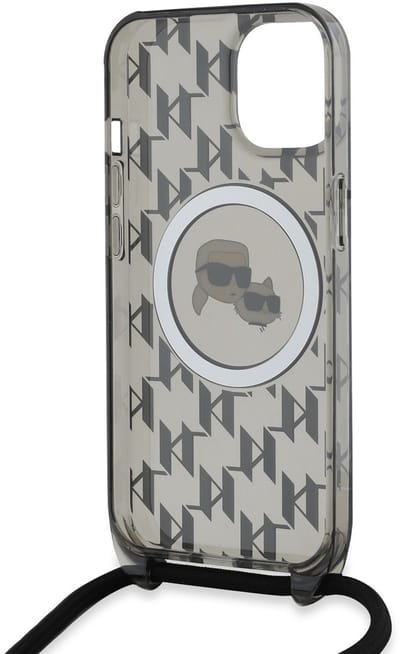 Karl Lagerfeld IML Crossbody Monogram Karl & Choupette Head MagSafe Case for iPhone 15 / 14 / 13 - Black