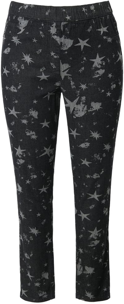Angel of Style - Dames - Jegging slim fit jeanslook sterren - Zwart - Maat 44