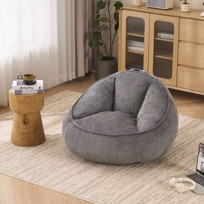 Lichtgrijze zitzak voor volwassenen en kinderen - Ergonomische loungestoel - Traagschuim - Woonkamer & Slaapkamer - 90x90x59 cm