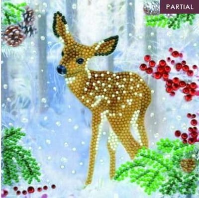 Crystal Art Diamond Painting Kerstkaart Festive Fawn